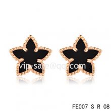 Replica Van Cleef & Arpels Sweet Alhambra Star Earrings Pink Gold,Onyx